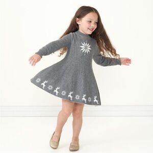 NWT Little Sleepies Snowflake Reindeer Christmas Holiday Sweater Dress 18-24